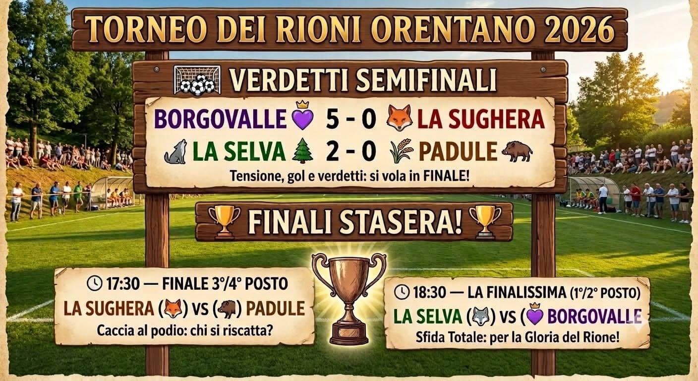 Torneo dei Rioni Orentano: Semifinali concluse, stasera le finali