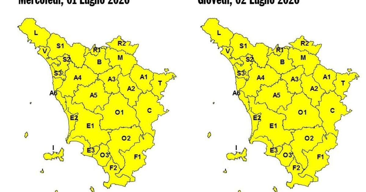 Allerta meteo estesa a tutta la giornata di giovedì 2 luglio