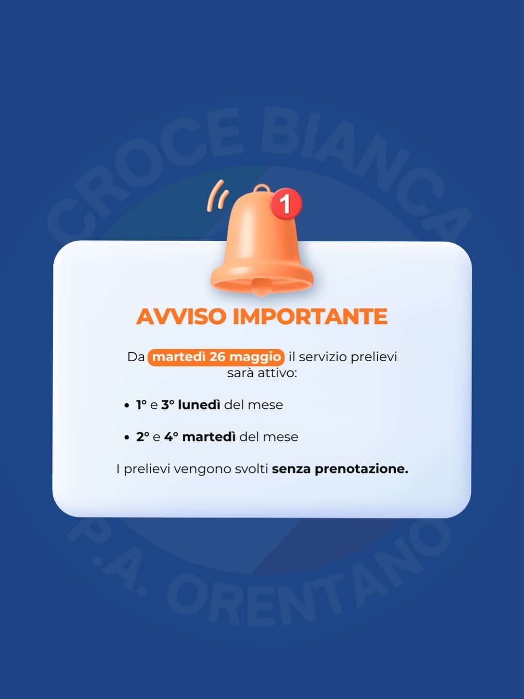 Servizio prelievi: più giorni disponibili dal 26 maggio